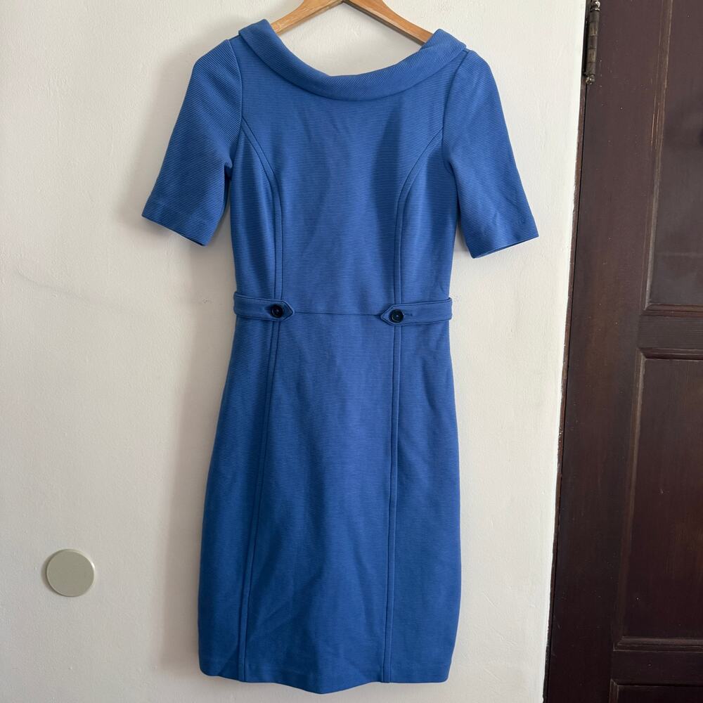 BODEN | Blue Betty Ottoman Rib Retro Style Midi Sheath Dress | Size 6